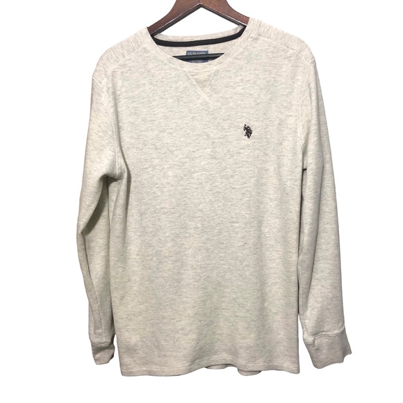 US POLO ASSN Men’s Thermal Waffleknit Long Sleeve Pullover Shirt Oatmeal Sz XXL - Picture 6 of 13